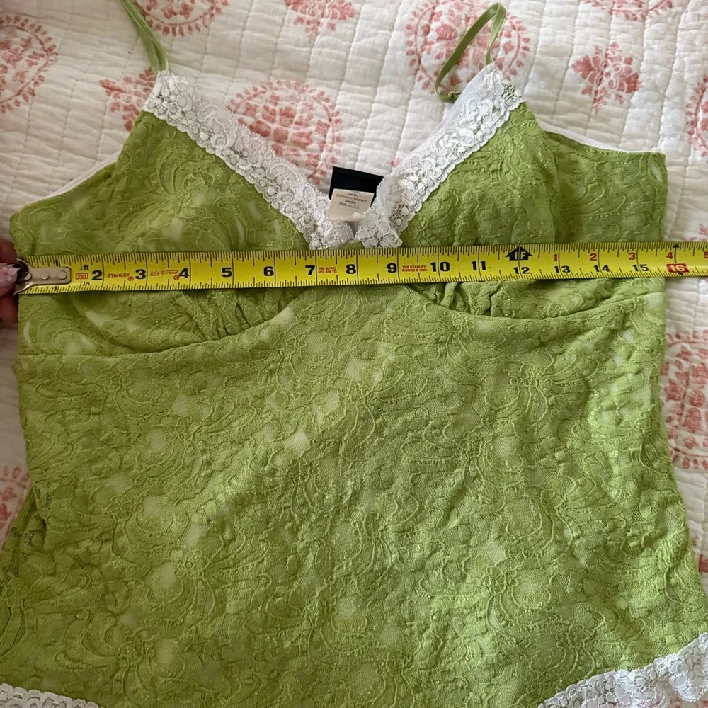 Vintage Y2K Lace Green Dainty Delicate Coquette Camisole Fairycore Tank Top - Picture 10 of 12